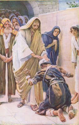 The healing of the leper, illustration fromHarold Copping Pictures: The Crown Series, c.1920s  by Harold Copping