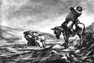 Tableau Mural Honoré Daumier - Don Quichotte Et Sancho Panza Sur Toile Et Cadre Bois