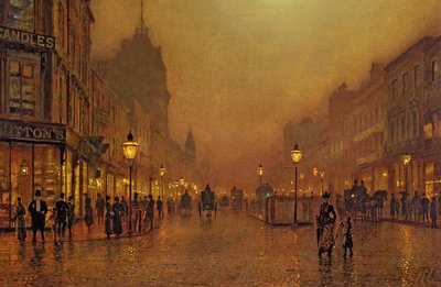 A Street at Night  by John Atkinson Grimshaw