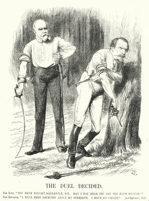 Punch cartoon: The Duel Decided - the defeat of France in the  Franco-Prussian War (engraving)