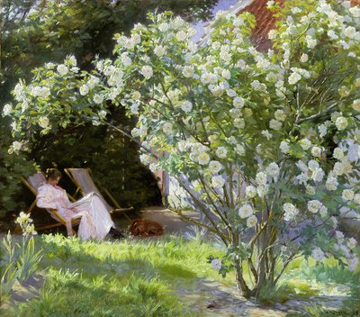 Roses, or The Artists Wife in the Garden at Skagen by Peder Severin Kroyer