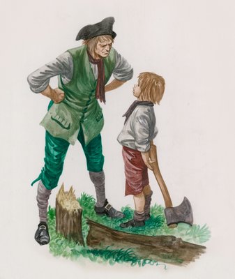 George Washington Having Cut Down The Cherry Tree Wit