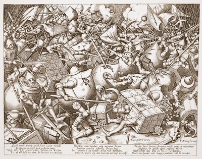 The Battle about Money, engraved by Pieter van der Heyden, after 1570  by Pieter Bruegel the Elder
