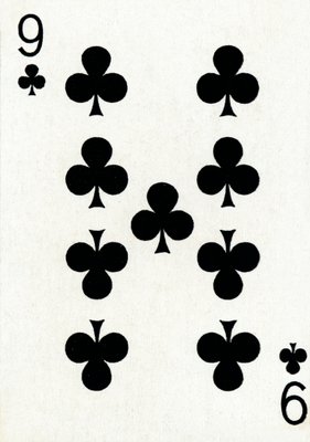9 of Clubs from a deck of Goodall & Son Ltd. playing cards, c1940