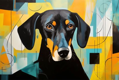 Dog colorful painting sales