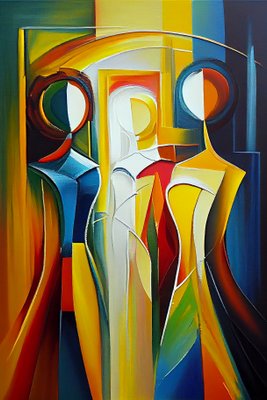Modern Abstract oil painting Women Silhouette wall Art print on