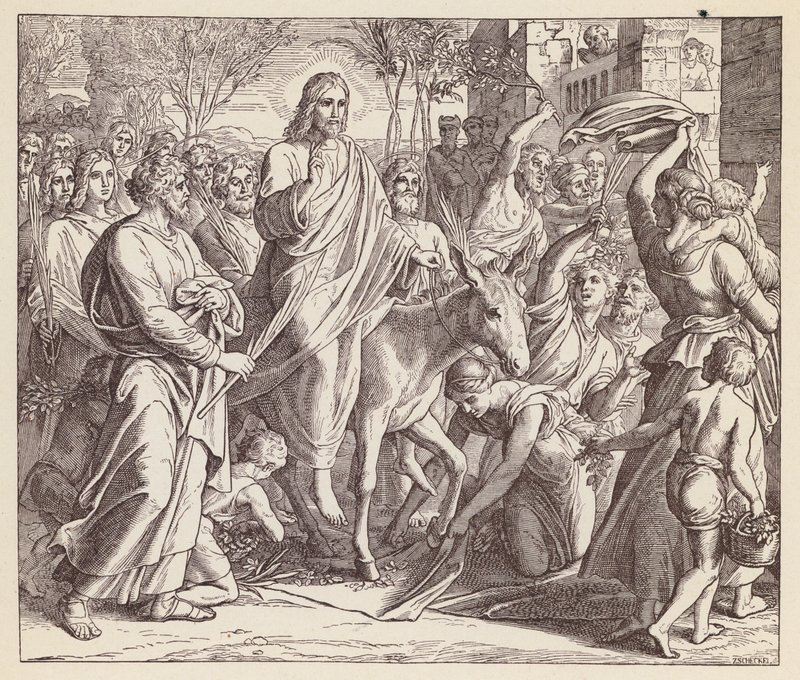 Jesus entering Jerusalem by (after) German School