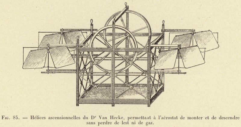 Ascensional Propellers by Dr. Van Hecke, Allowing the Aerostat to Ascend and Descend Without Losing Ballast or Gas by French School