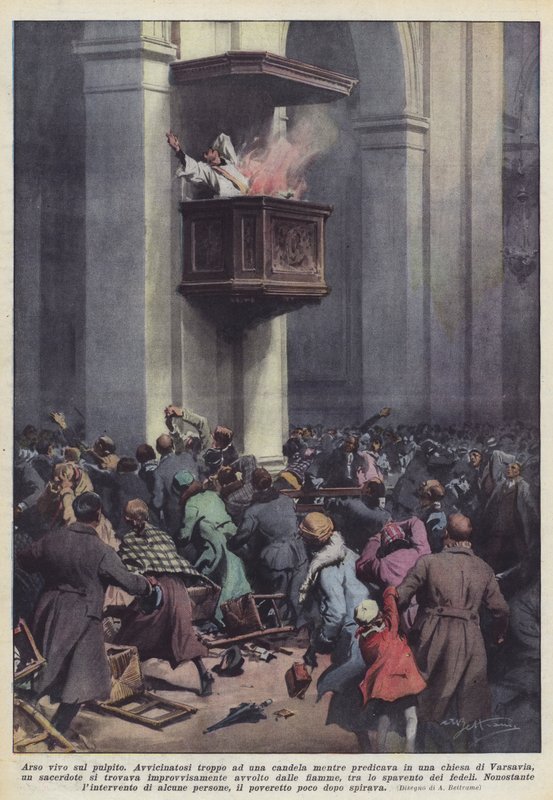 Burned Alive on the Pulpit by Achille Beltrame