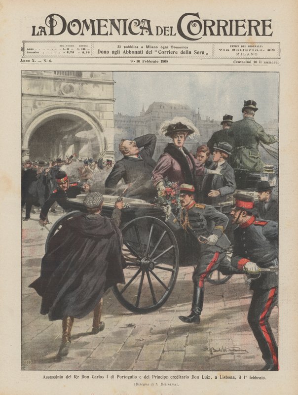 Assassination of King Don Carlos I of Portugal and Crown Prince Don Luiz in Lisbon on February 1st by Achille Beltrame