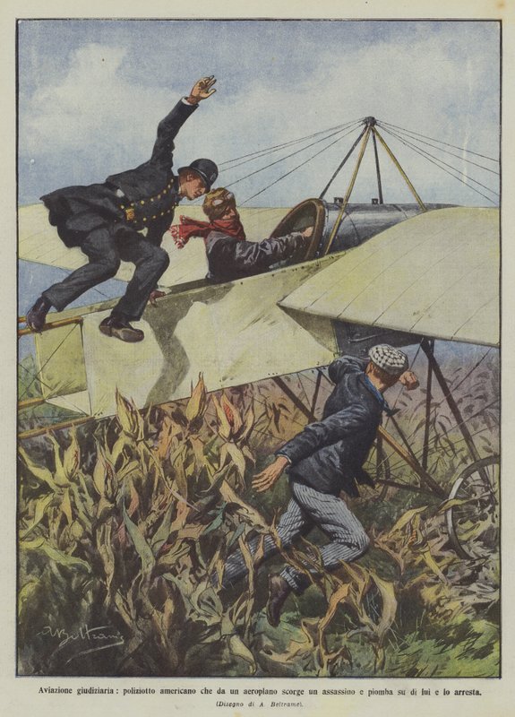 Judicial Aviation, American Policeman Spots a Murderer from an Airplane and Arrests Him by Achille Beltrame