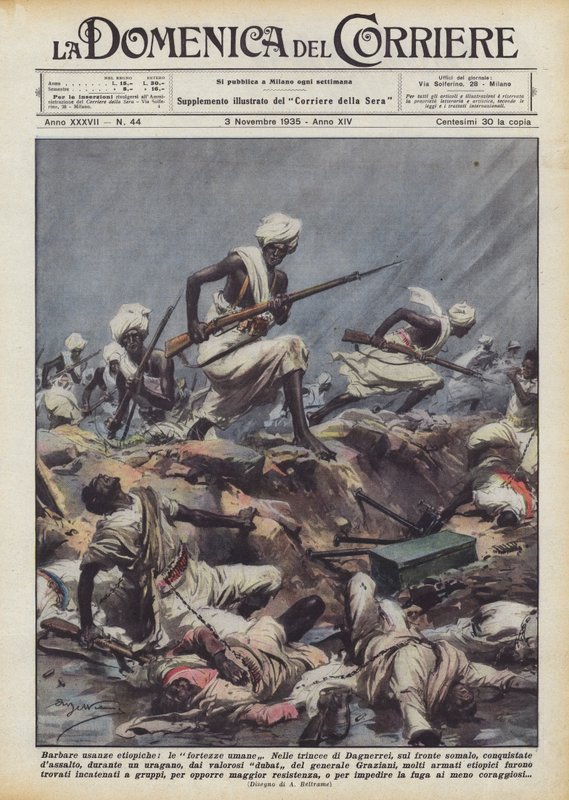 Barbaric Ethiopian Customs, Human Fortresses by Achille Beltrame