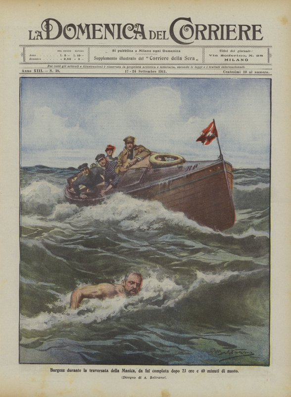 Burgess During the Crossing of the English Channel, Completed After 23 Hours and 40 Minutes of Swimming by Achille Beltrame