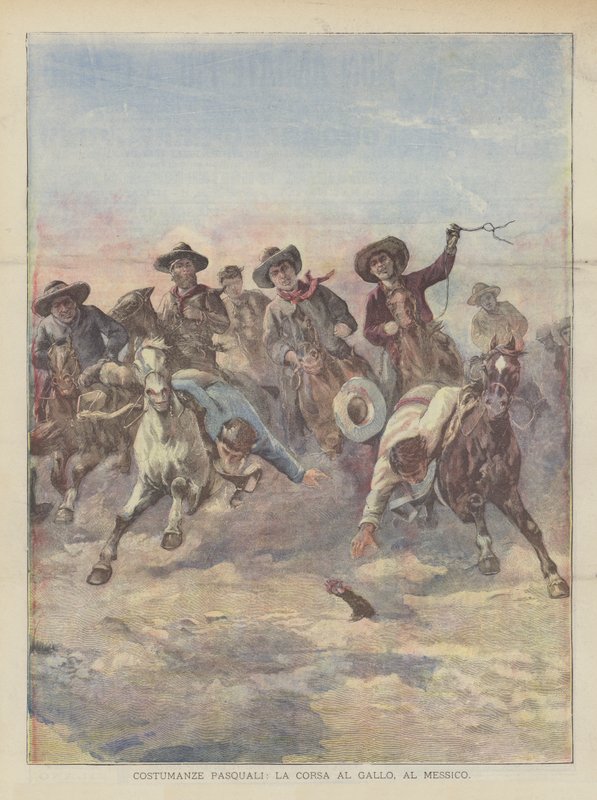Easter Customs, The Rooster Race in Mexico by Achille Beltrame