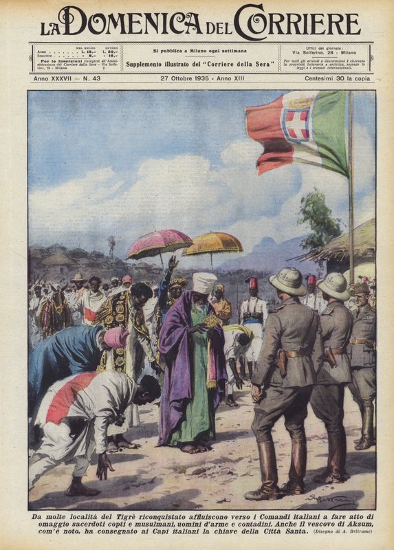 From Many Places in Reconquered Tigre, People Flock to Italian Commands to Make an Act by Achille Beltrame