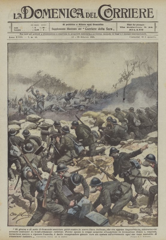 Day and Night the Austrian Command Threw Against the New Italian Line, Which Was Just... by Achille Beltrame