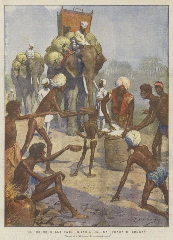 The Horrors of Famine in India, on a Street in Bombay by Achille Beltrame