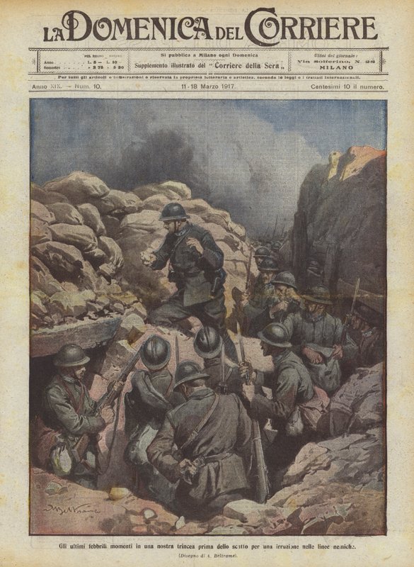The Last Feverish Moments in Our Trench Before the Rush into Enemy Lines by Achille Beltrame