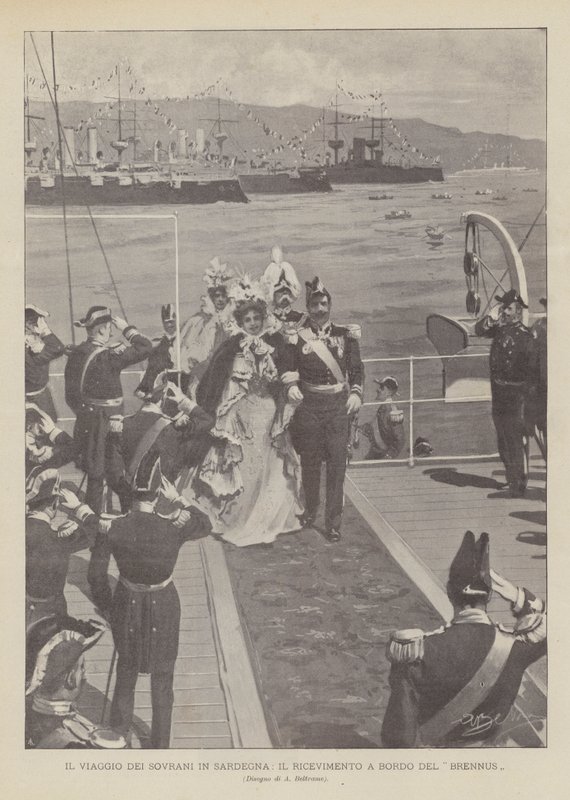 The Journey of the Sovereigns in Sardinia, The Reception Aboard the Brennus by Achille Beltrame