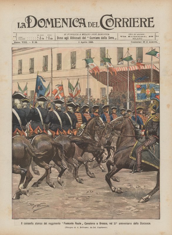 The Historical Carousel of the Piemonte Reale Cavalry Regiment in Brescia, on the 57th Anniversary of the Storzesca by Achille Beltrame