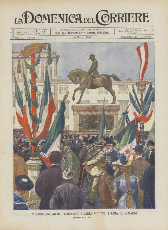 The Inauguration of the Monument to Carlo Alberto, in Rome, on March 14th by Achille Beltrame