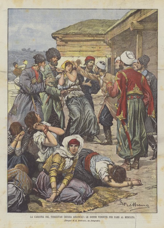 The Famine in Turkestan (Asian Russia), Women Sold for Hunger at the Market by Achille Beltrame