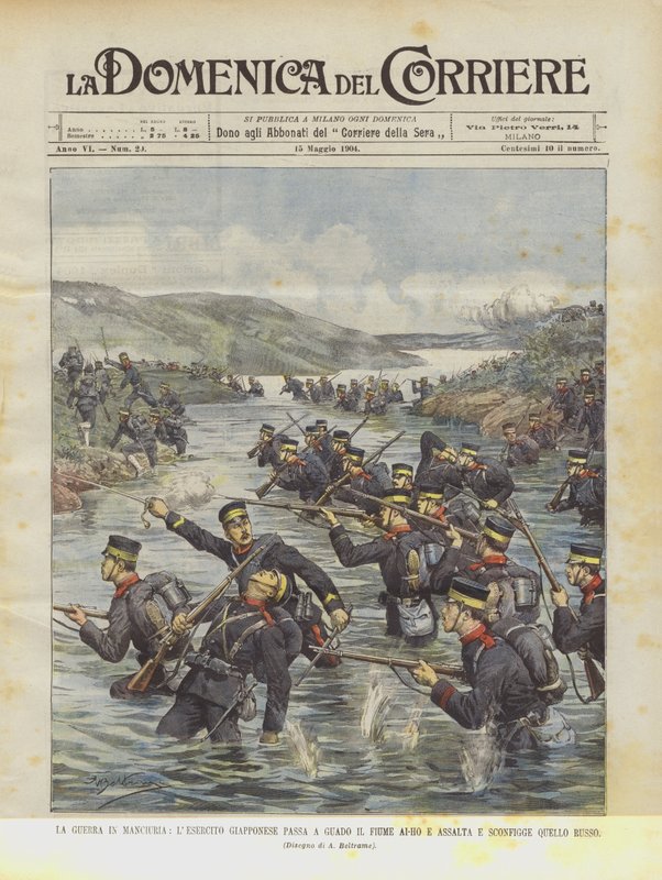 The War in Manchuria, the Japanese Army Crosses the Ai-Ho River and Assaults and Defeats the Russian Army by Achille Beltrame