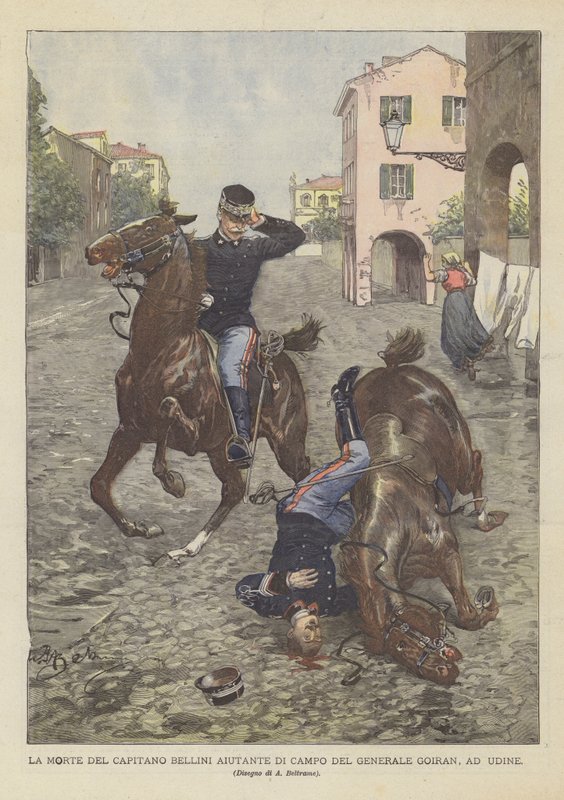 The Death of Captain Bellini, Aide-de-Camp to General Goiran, in Udine by Achille Beltrame