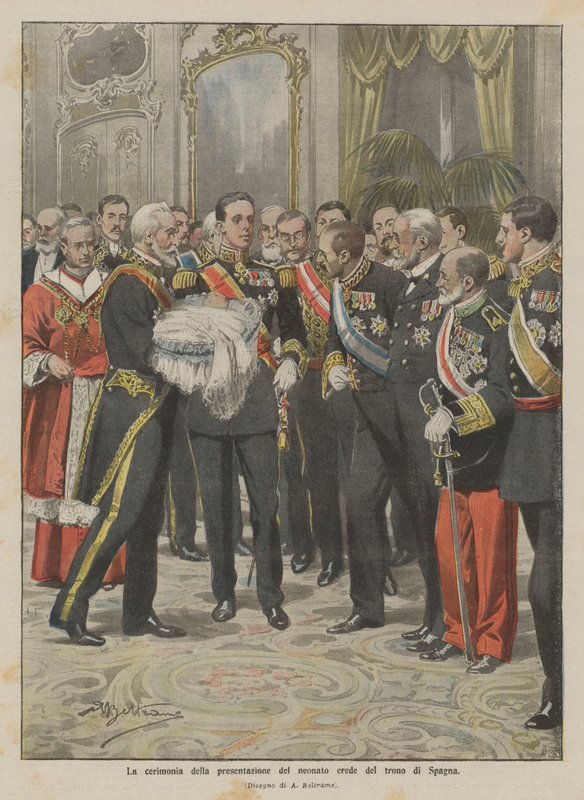 The Ceremony of Presenting the Newborn Heir to the Throne of Spain by Achille Beltrame
