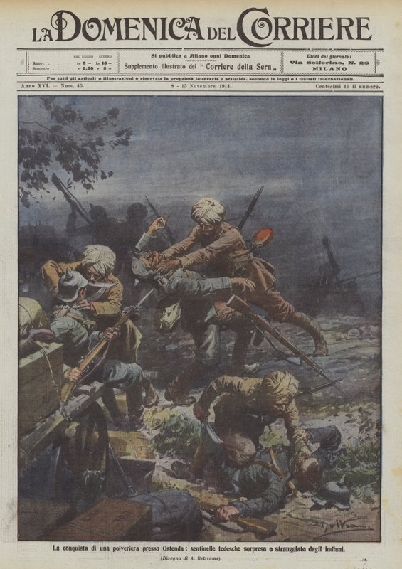 The Conquest of a Polyery Near Osfenda, German Sentries Surprised and Strangled by Indians by Achille Beltrame