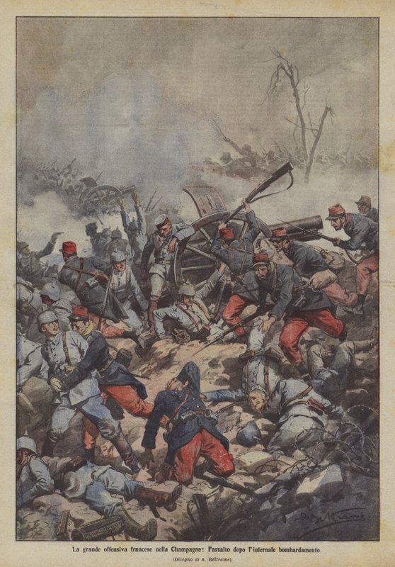 The Great French Offensive in Champagne, the Assault After the Winter Bombardment by Achille Beltrame