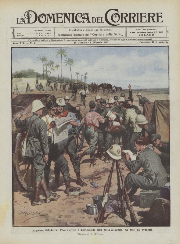 The Italo-Turkish War, the Arrival and Distribution of Mail at the Camp in the Most Advanced Posts by Achille Beltrame