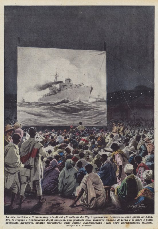 Electric Light and Cinema, Unknown to the People of Tigre, Arrive in Adua by Achille Beltrame