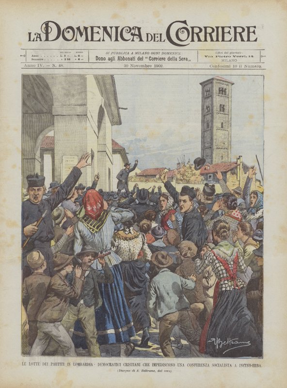 The Party Struggles in Lombardy, Christian Democrats Preventing a Socialist Conference in Incino-Erba by Achille Beltrame