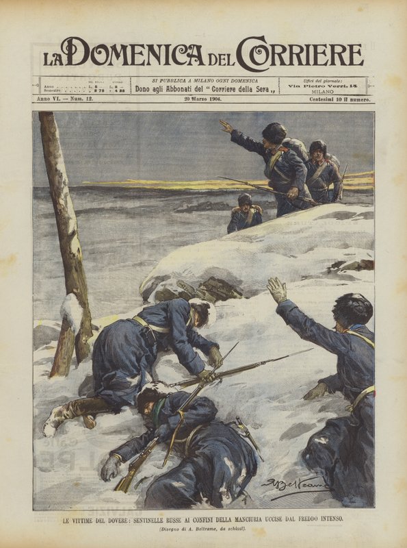 The Victims of Duty, Russian Sentries on the Manchurian Border Killed by Intense Cold by Achille Beltrame