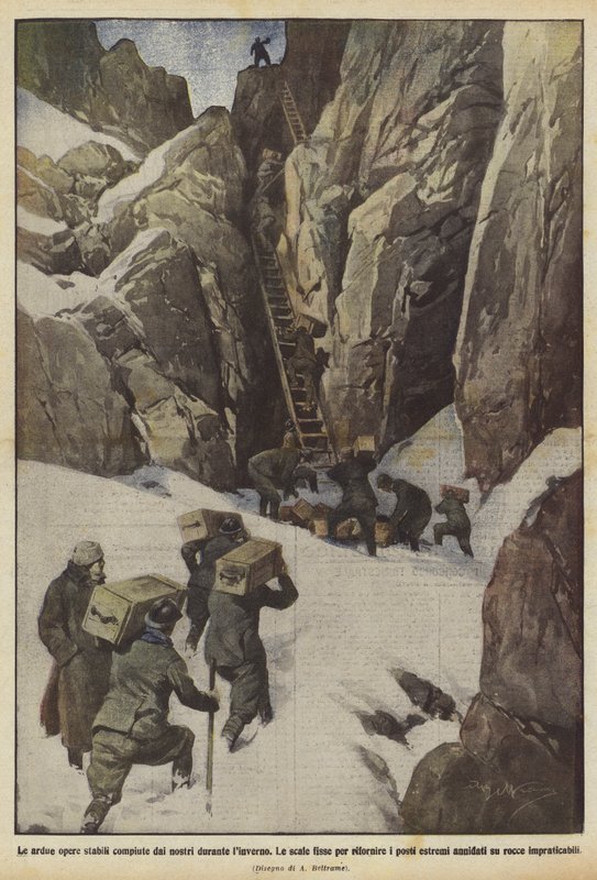 The Arduous Stable Works Completed by Our Men During the Winter by Achille Beltrame