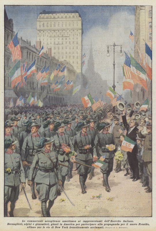 The Moving American Welcomes to the Representatives of the Italian Army by Achille Beltrame