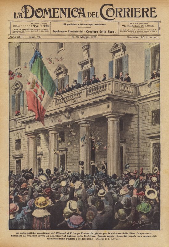 The enthusiastic welcome of the Milanese to the Crown Prince, who arrived for the closing of the Trade Fair by Achille Beltrame