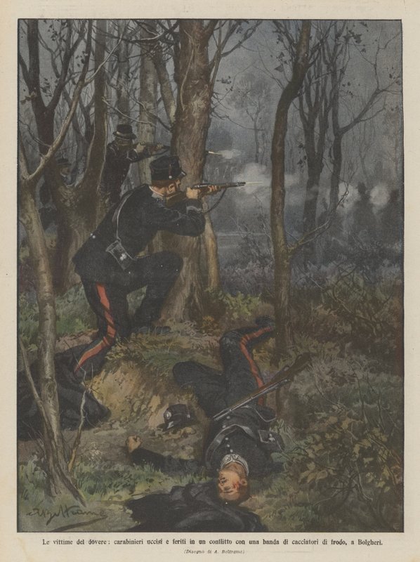 Victims of Duty, Carabinieri Killed and Injured in a Conflict with a Band of Poachers in Bolgheri by Achille Beltrame