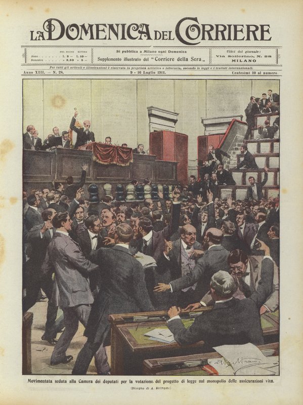 Eventful Session at the Chamber of Deputies for the Vote on the Monopoly Bill by Achille Beltrame