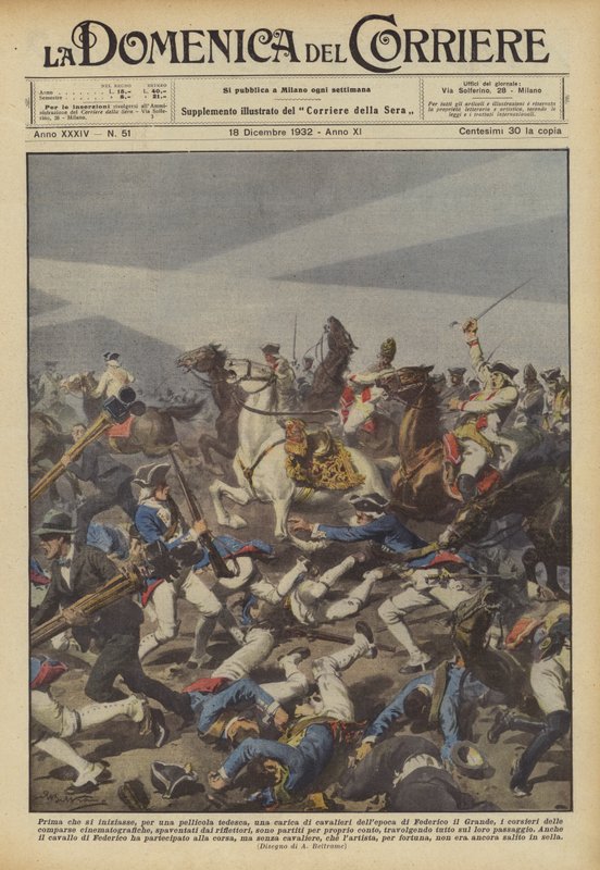 Before the Start, for a German Film, a Charge of Knights from the Time of Frederick by Achille Beltrame