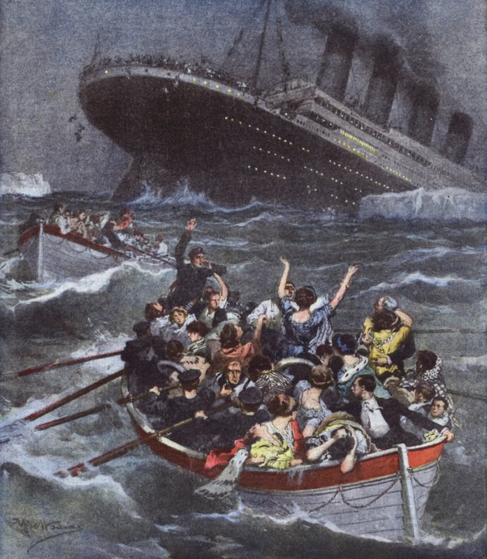 Terrible Maritime Disaster, the Largest Ocean Liner Titanic Sinks with 1600 People by Achille Beltrame