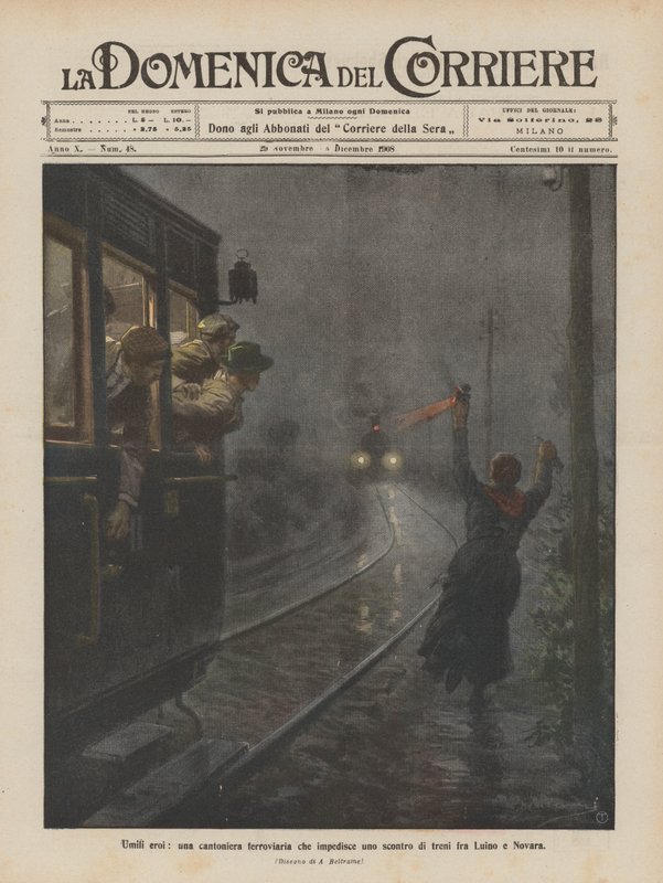 Humble Heroes, a Railway Crossing Keeper Prevents a Train Collision Between Luino and Novara by Achille Beltrame