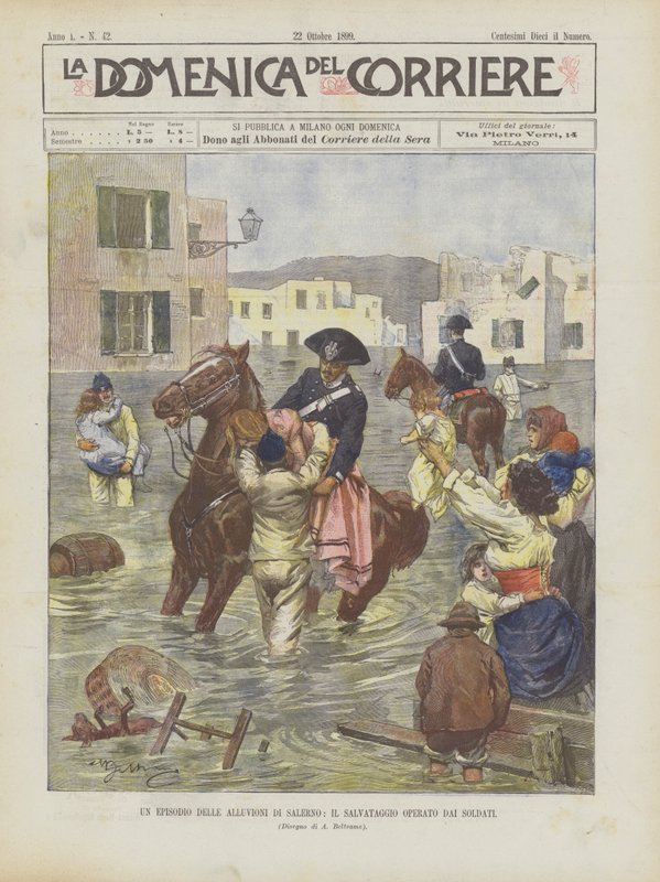 An Episode of the Salerno Floods, The Rescue Operated by Soldiers by Achille Beltrame