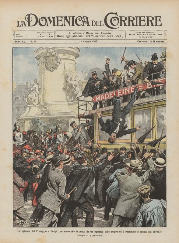 An Episode of May 1st in Paris, a Russian Shooting from an Omnibus at the Troops by Achille Beltrame