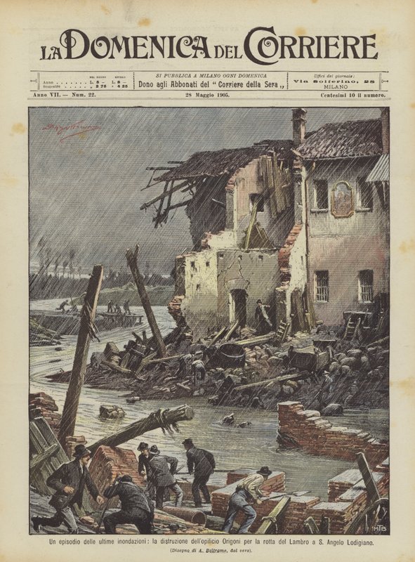 An Episode of the Recent Floods, the Destruction of the Origoni Factory by the Break of the Lambro ? by Achille Beltrame
