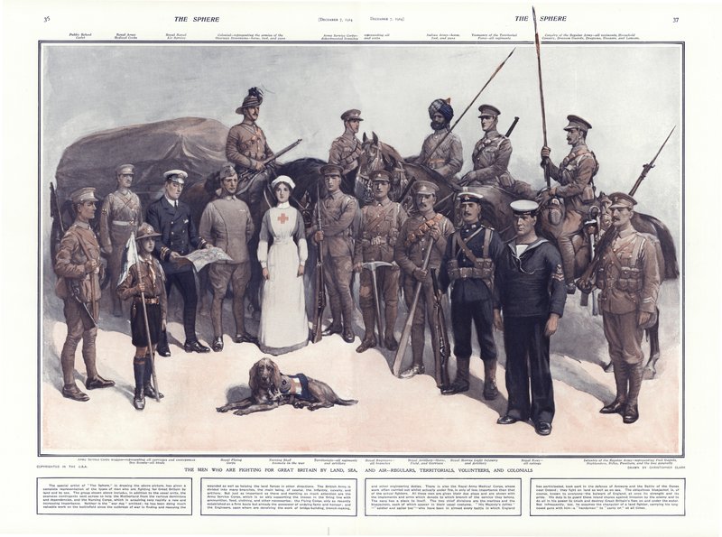 Members of the armed forces fighting for Britain, First World War by Addison Thomas Millar