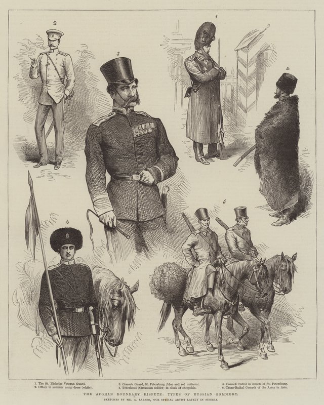 The Afghan Boundary Dispute, Types of Russian Soldiery by Adolf Alfred Larsen