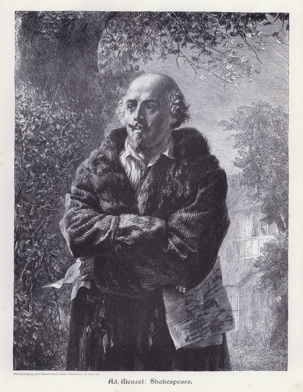 William Shakespeare, English Playwright by Adolph Friedrich Erdmann von (after) Menzel