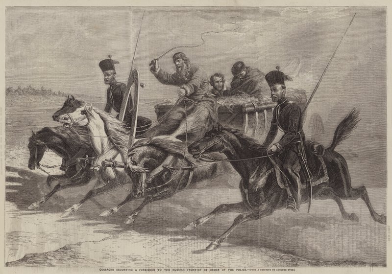 Cossacks Escorting a Foreigner to the Russian Frontier by Order of the Police by Adolphe Yvon